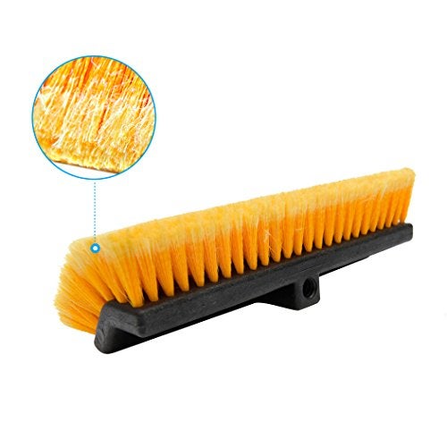 CarCarez 15" Flow-Thru Bi-Level Car Wash Brush Head Fits for RV Cleaning with Feather-Tip Bristles Orange - Image 2