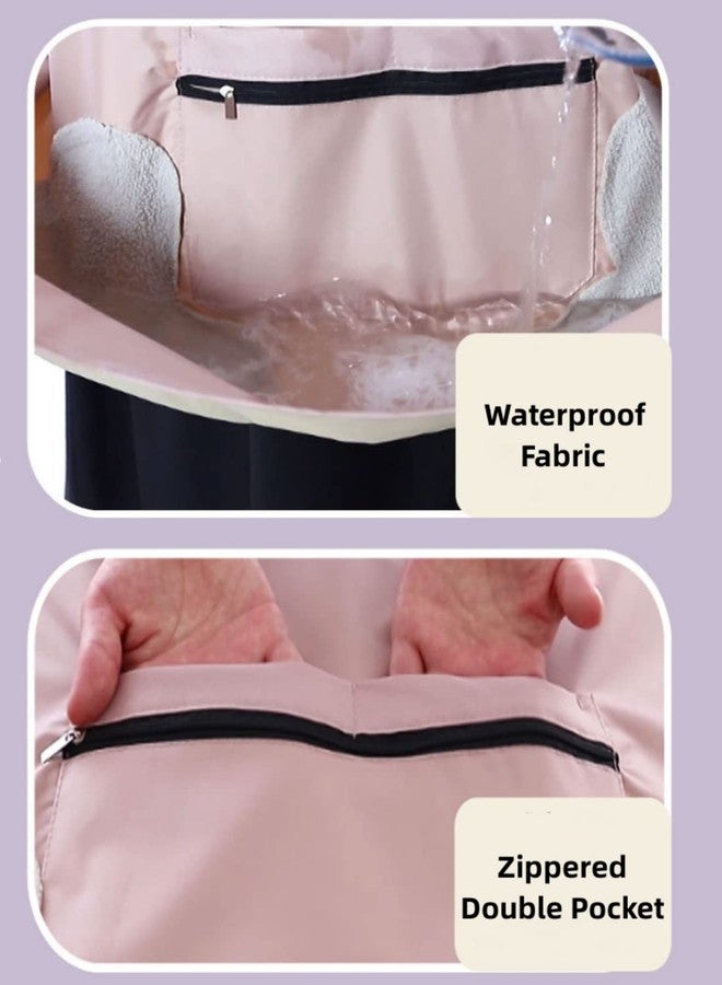 NAN Wind Women Kitchen Apron with Big Pockets,Chef Long Sleeves Waterproof Apron for Cooking Baking Cleaning Work - Image 2