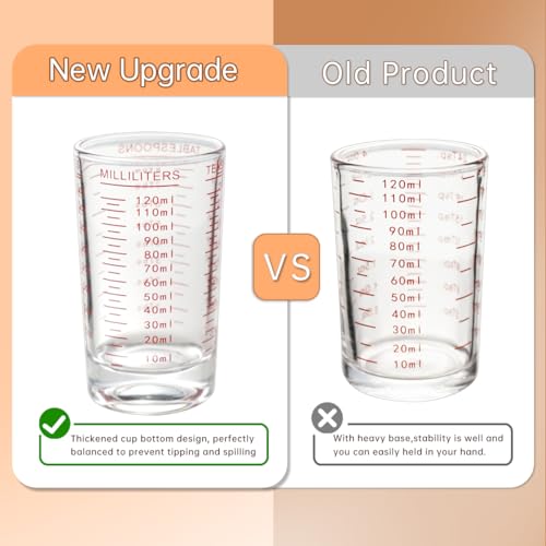 BCnmviku Measuring Cup Shot Glass 4 Ounce/120ML Liquid Heavy High Espresso Glass Cup Black Line (1, Red) - Image 2