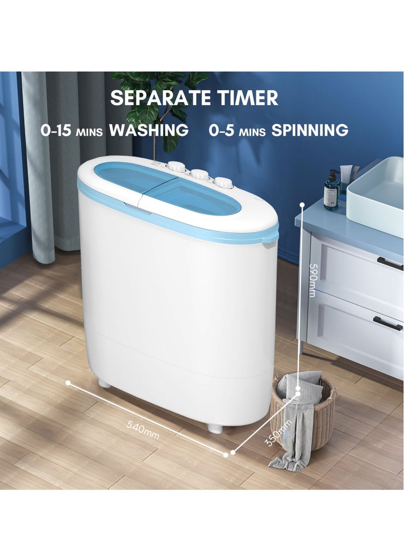 TDOO 4.5Kg Top Load Baby Washing Machine, Portable Twin Tub Washing Machine, Ideal for Home, Hostels & Kitchen (White and Blue)  - Image 2