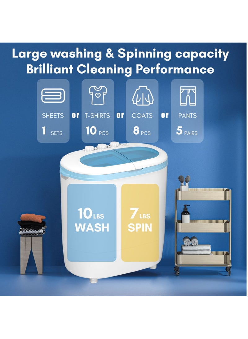 TDOO 4.5Kg Top Load Baby Washing Machine, Portable Twin Tub Washing Machine, Ideal for Home, Hostels & Kitchen (White and Blue)  - Image 3