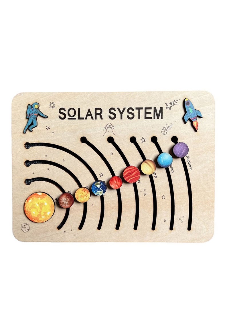 Solar system planets multi-layer puzzle tabletop educational early education children's toy wooden puzzle - Image 1
