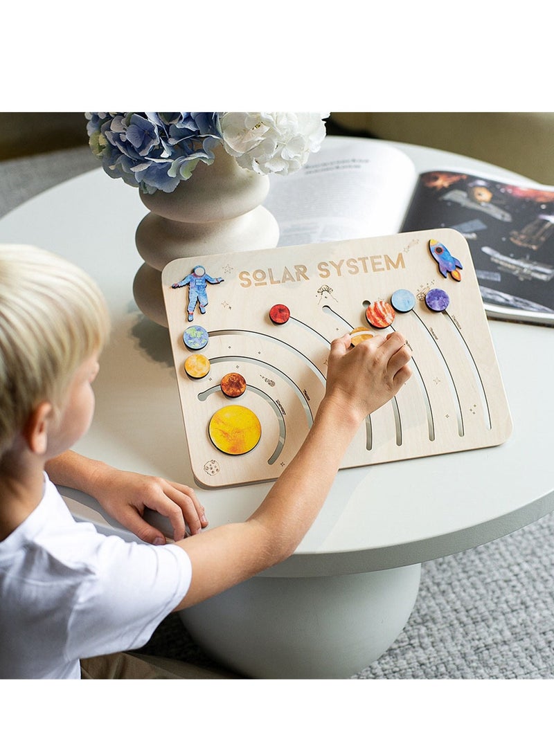 Solar system planets multi-layer puzzle tabletop educational early education children's toy wooden puzzle - Image 2