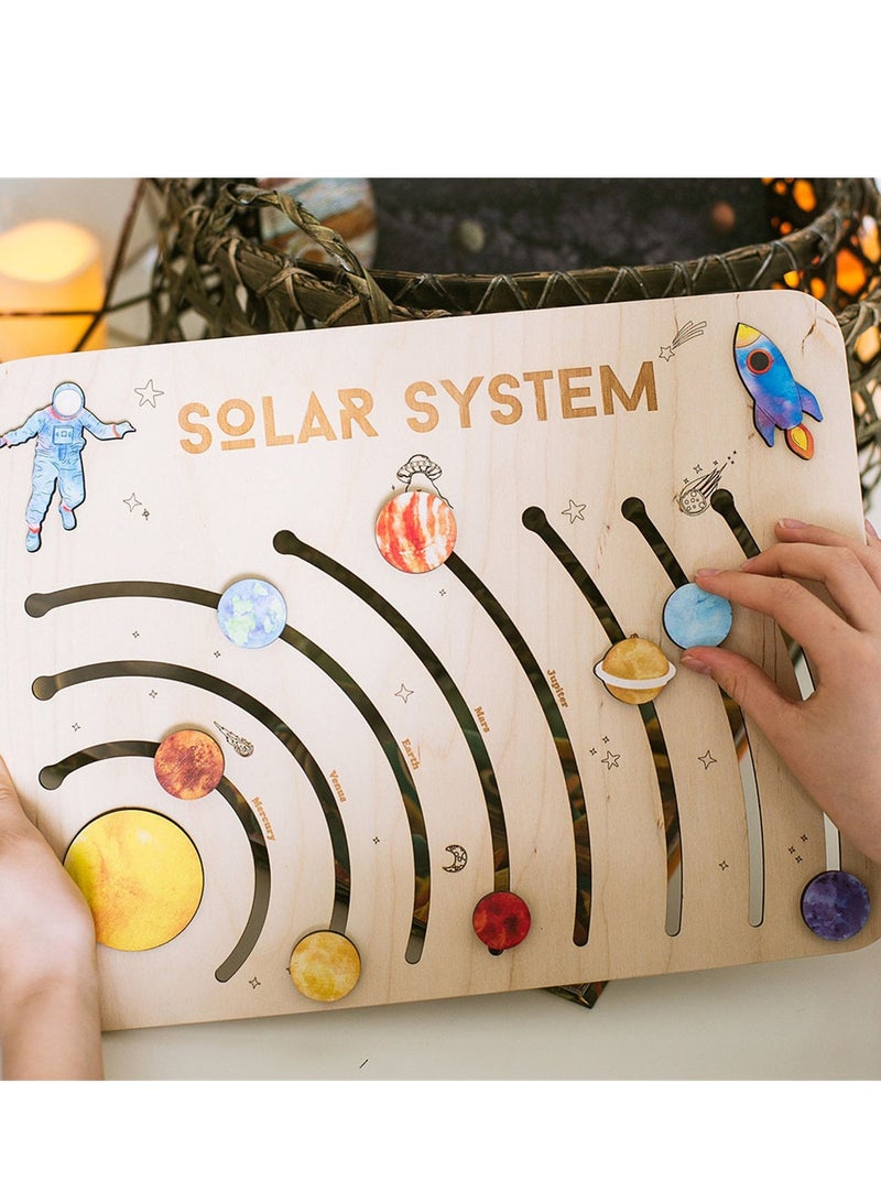Solar system planets multi-layer puzzle tabletop educational early education children's toy wooden puzzle - Image 3