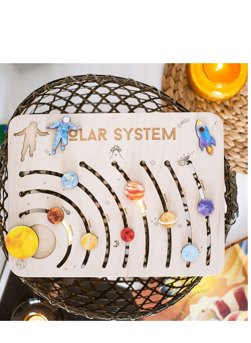 Solar system planets multi-layer puzzle tabletop educational early education children's toy wooden puzzle - Image 5