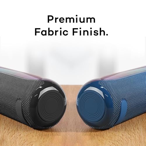 Pebble Newly Launched Photon 16W Bluetooth Speaker with RGB Lights, Dual 8W Drivers, 2400mAh Battery, FM Radio, TF Card, USB, and AUX, Premium Fabric Design - Black - Image 4