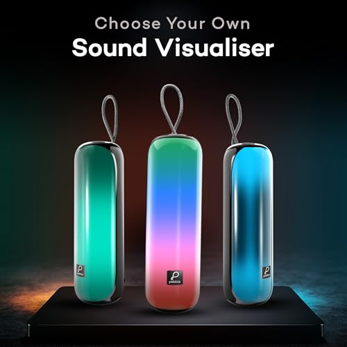 Pebble Newly Launched Photon 16W Bluetooth Speaker with RGB Lights, Dual 8W Drivers, 2400mAh Battery, FM Radio, TF Card, USB, and AUX, Premium Fabric Design - Black - Image 2