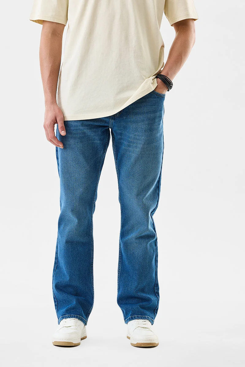 سنيتش Blue Textured Relaxed Casual Jeans