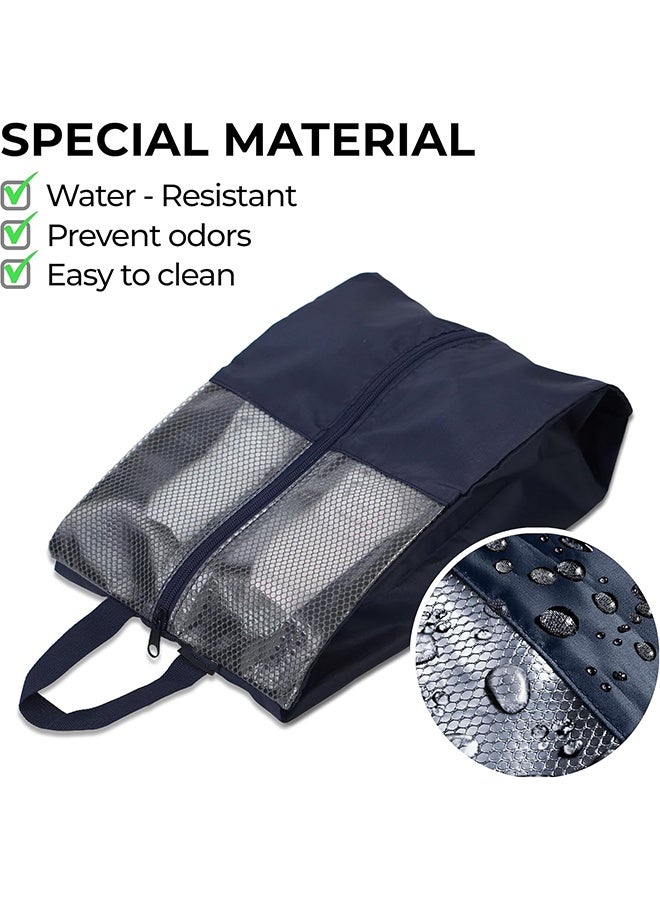 GD 2 Pack Clear Mesh Shoe Bag with Hand Strap Waterproof Zipper Shoe Carrier - Portable Shoe Organizer for Business Trip, Gym Workout, Home Closet Storage (Grey + Navy Blue) - Image 5