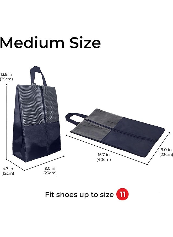 GD 2 Pack Clear Mesh Shoe Bag with Hand Strap Waterproof Zipper Shoe Carrier - Portable Shoe Organizer for Business Trip, Gym Workout, Home Closet Storage (Grey + Navy Blue) - Image 2