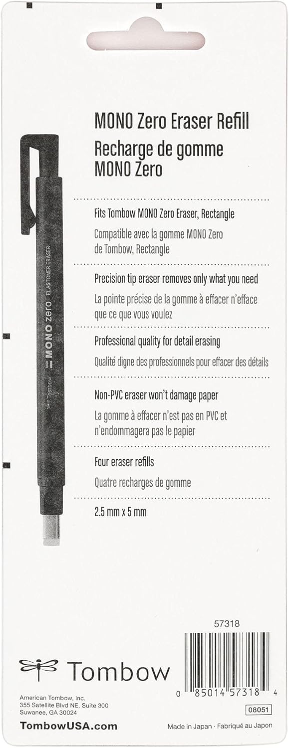 Tombow 57318 MONO Zero Eraser Refill Value Pack Rectangle 25mm 2Pack - Image 2