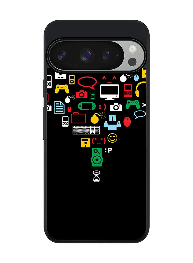 Stylizedd For Google Pixel 9 Pro Case,Slim fit Camera Protection, Shockproof Thin Phone cover - Convergence (Black) - Image 1