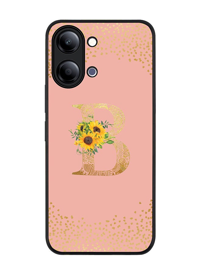 Stylizedd For vivo Y21 / Y11 Case,Slim fit Camera Protection, Shockproof Thin Phone cover  - Custom Floral Monogram - B  (Rose Pink ) - Image 1