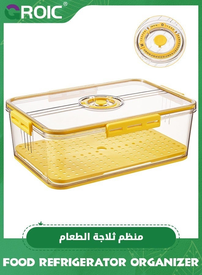 GROIC Vegetable Fruit Storage Containers with Lids, Timing Food Refrigerator Organizer Bins for Fridge Removable Drain Tray and Airvent,Refrigerator Box, Preservation Box - Image 1