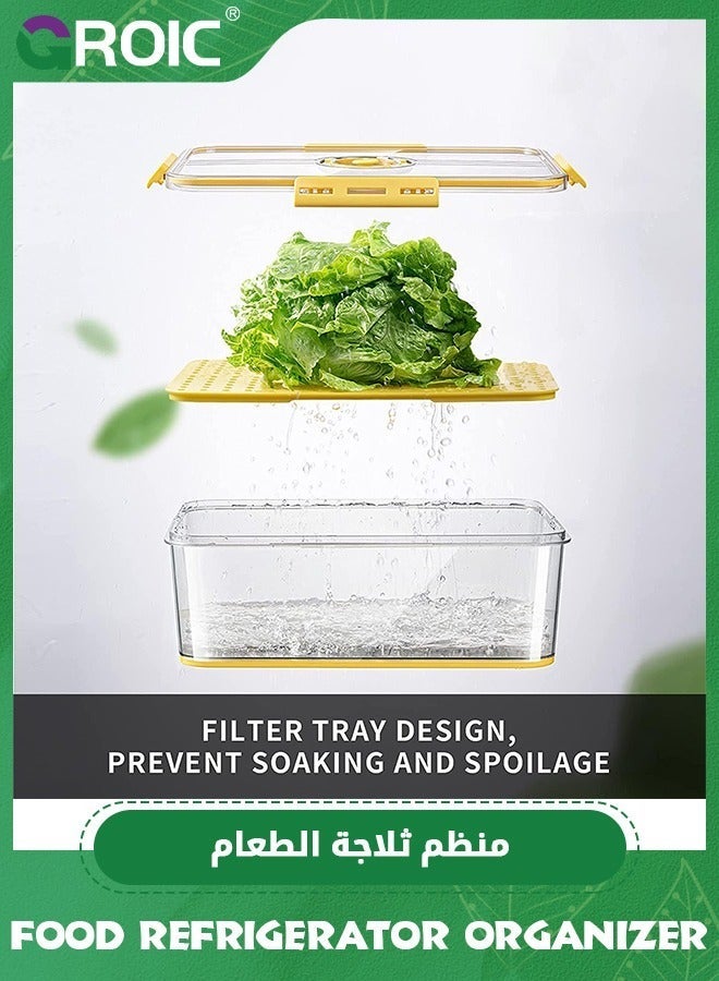 GROIC Vegetable Fruit Storage Containers with Lids, Timing Food Refrigerator Organizer Bins for Fridge Removable Drain Tray and Airvent,Refrigerator Box, Preservation Box - Image 2