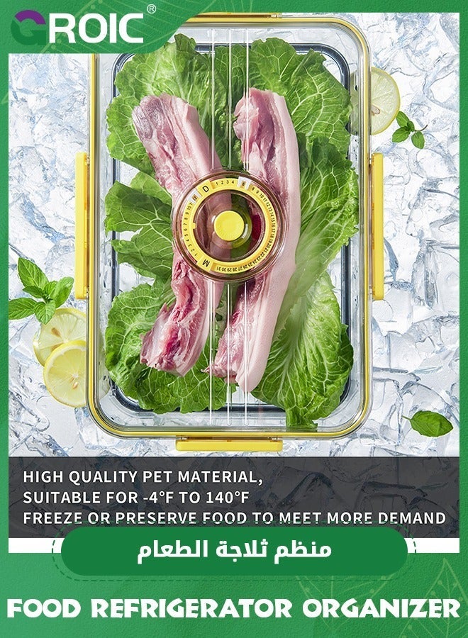 GROIC Vegetable Fruit Storage Containers with Lids, Timing Food Refrigerator Organizer Bins for Fridge Removable Drain Tray and Airvent,Refrigerator Box, Preservation Box - Image 3