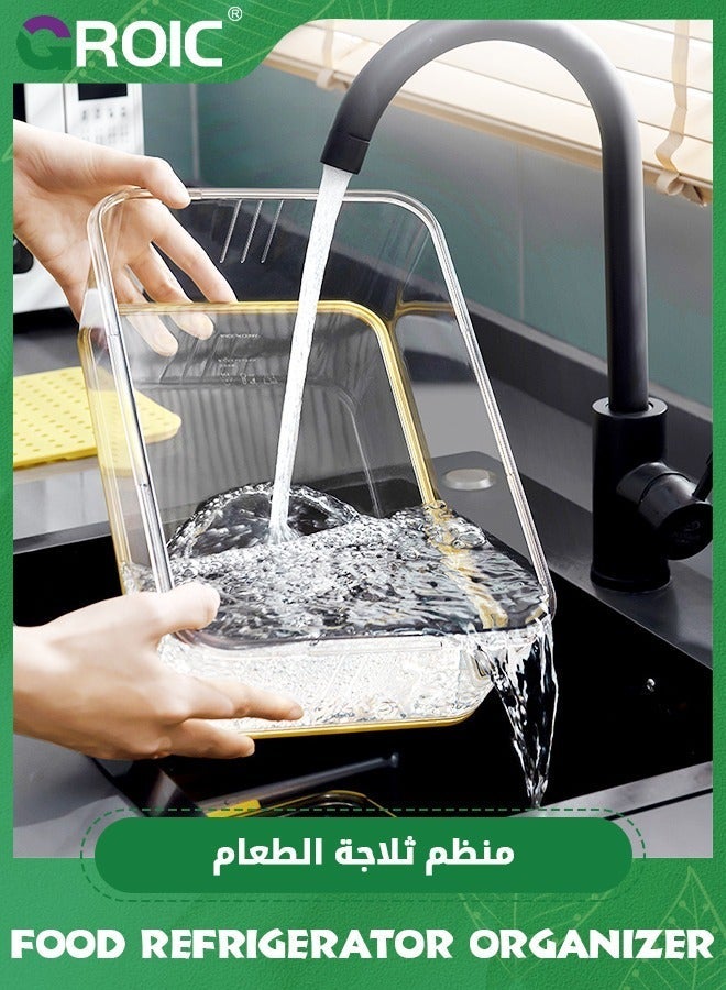 GROIC Vegetable Fruit Storage Containers with Lids, Timing Food Refrigerator Organizer Bins for Fridge Removable Drain Tray and Airvent,Refrigerator Box, Preservation Box - Image 5