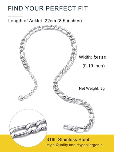 ChainsPro Ankle Bracelet Stainless Anklets Women Summer Jewelry Foot Chain Stainless Figaro Anklet Chain Mens Anklet - Image 2