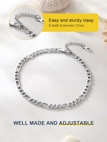 ChainsPro Ankle Bracelet Stainless Anklets Women Summer Jewelry Foot Chain Stainless Figaro Anklet Chain Mens Anklet - Image 3