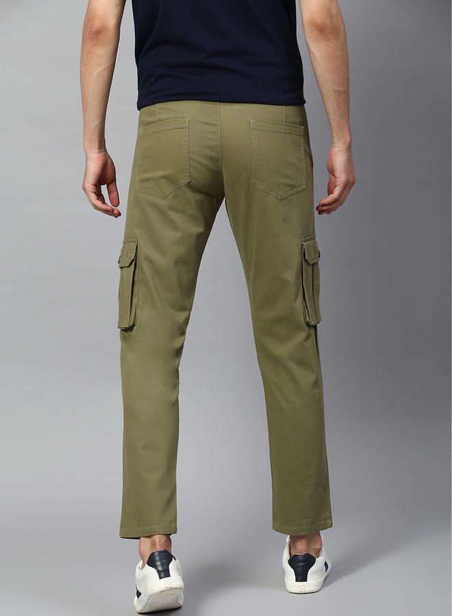 Dennis Lingo Men's Light Olive Tapered Fit Cargo Trousers - Cotton Fabric, Full-Length  - Image 5