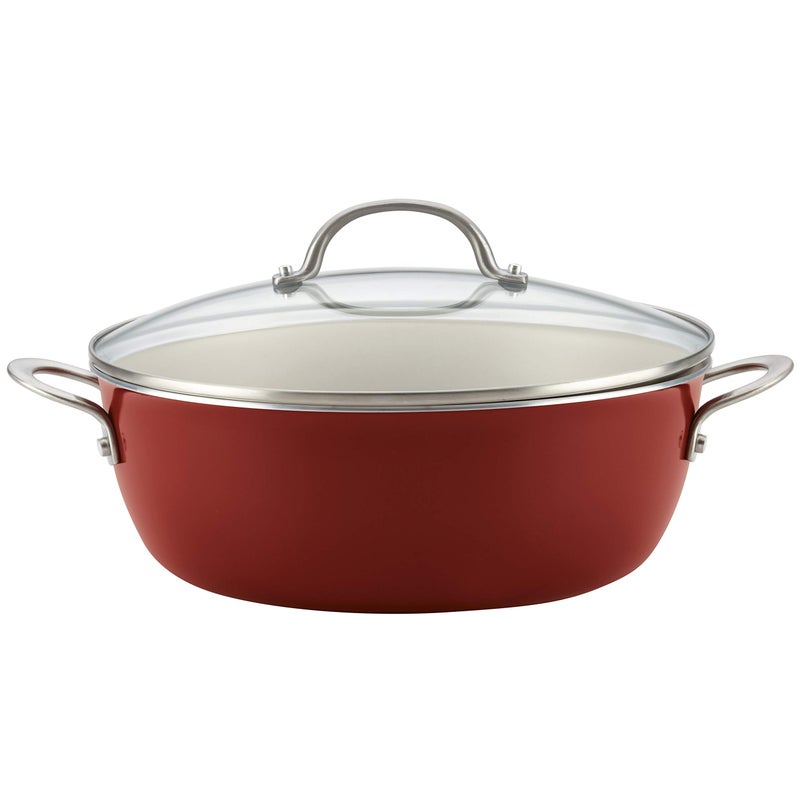 Ayesha Ayesha Curry Kitchenware Ayesha Curry Home Collection Nonstick Stock PotStockpot with Lid 75 Quart Sienna Red