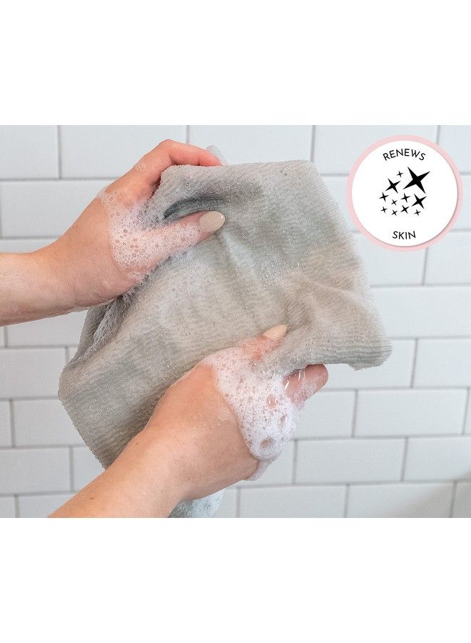 S&T INC. س & ت إنك مقشر الجسم فرشاة ظهر للاستحمام وقماش تقشير 11.8 بوصة × 35.4 بوصة رمادي 3 عبوات - Image 5