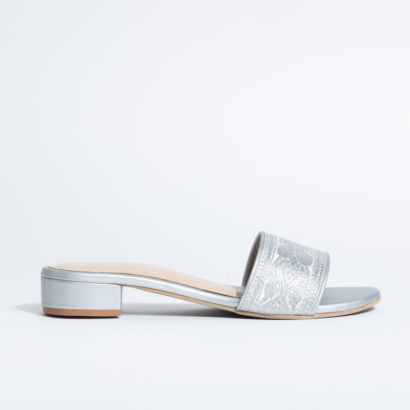 Crystalicious Marigold Handcrafted Low Block Heeled Sandals | Zari Ribbon, Comfort Casual Slip-On Sandal - Image 4