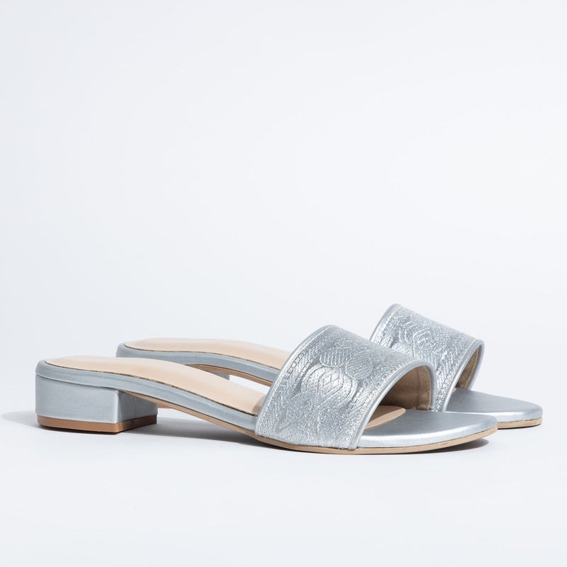 Crystalicious Marigold Handcrafted Low Block Heeled Sandals | Zari Ribbon, Comfort Casual Slip-On Sandal - Image 1