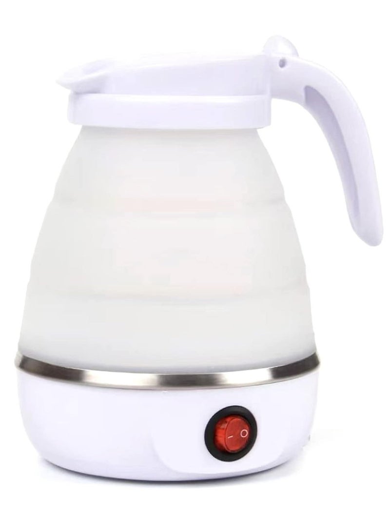 Travel Foldable Silicon Water Heater Jug Collapsible Mini Portable Electric Kettle (White) - Image 1