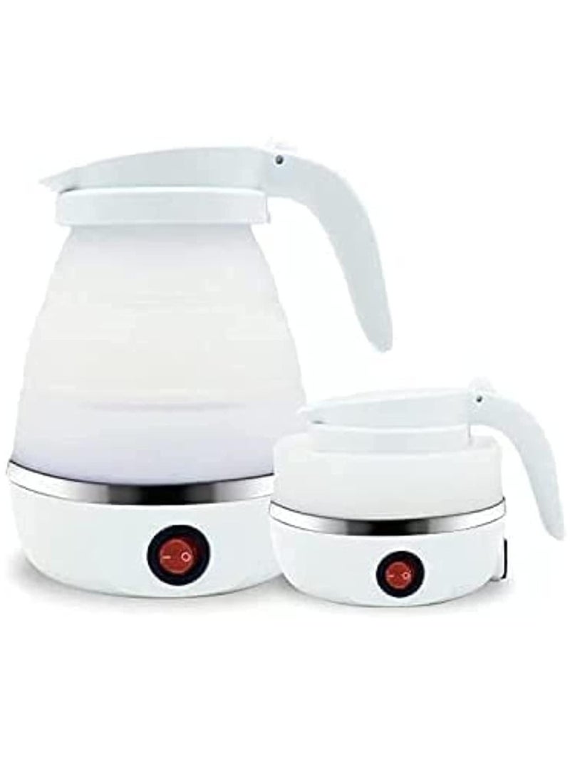 Travel Foldable Silicon Water Heater Jug Collapsible Mini Portable Electric Kettle (White) - Image 2