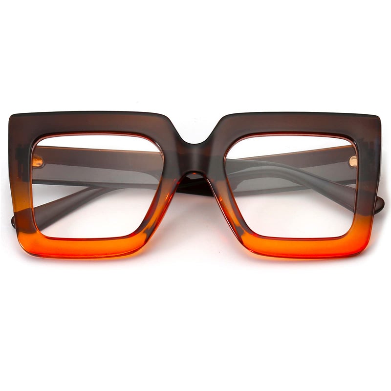 Breaksun Oversized Blue Light Glasses for Women Fashion Thick Square Computer Eyewear NonPrescription Black Glasses Brown Orange