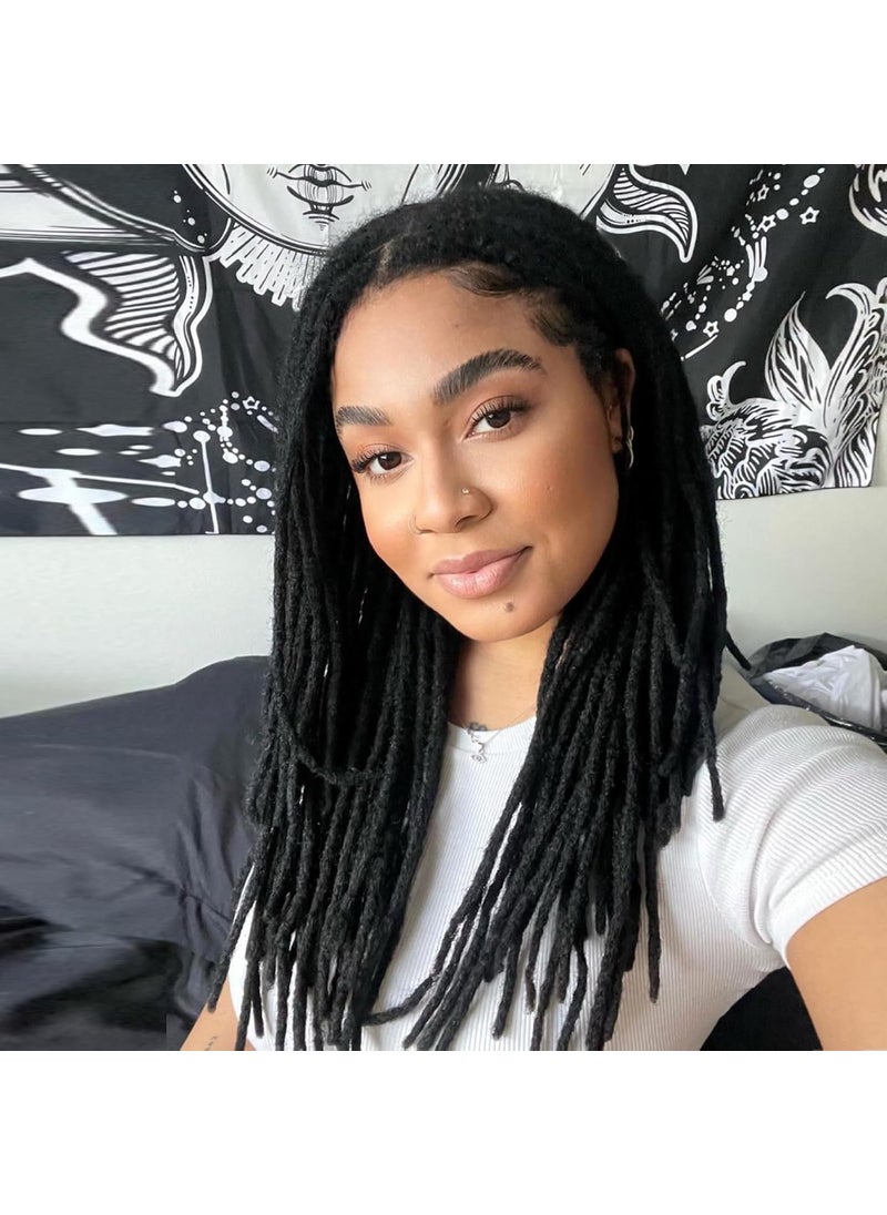 Vlliyava - 04 cm Width 14 Inch 30 Strands Human Hair Loc Extensions Natural Black 100 Full Handmade Permanent Real Human Hair Dreadlock Extensions for WomenMenKids Can Be Dyed Bleached Curled Twisted - Image 1