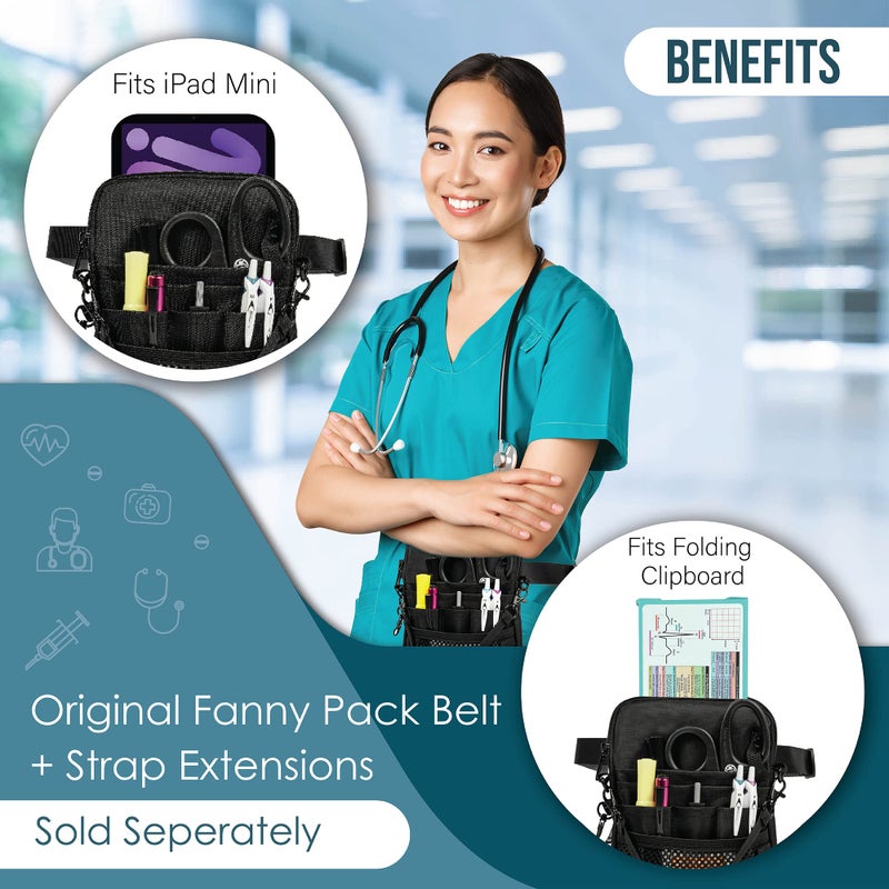 First Lifesaver 4-in-1 Nurse Fanny Pack with Medical Gear Pockets, Tape Holder, and Utility Storage for Stethoscopes, Bandage Scissors, and Emergency Supplies, Student and Nurse Use (Black) - Image 4