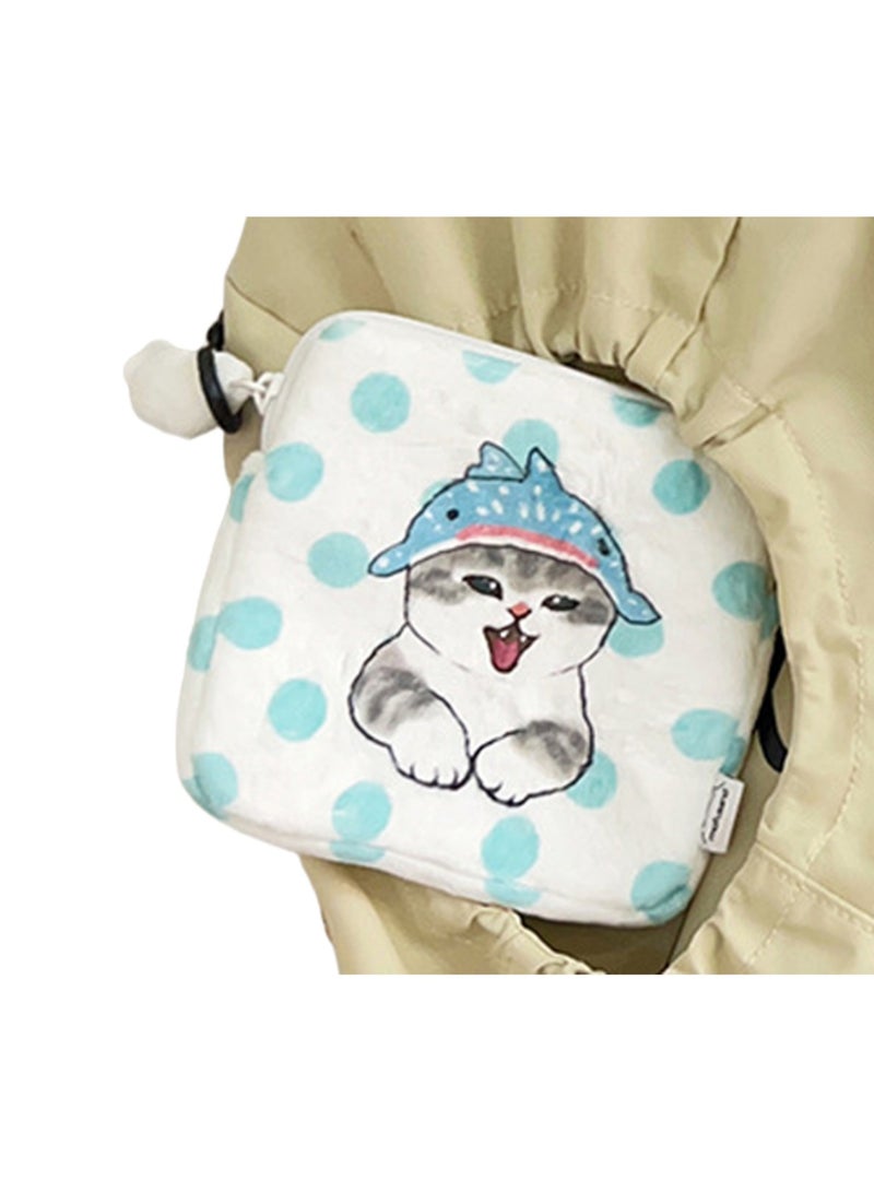 Whale Shark Cat Plush Doll Keychain Square Storage Bag Pendant Cartoon Backpack Accessory Ornament Gift - Image 1