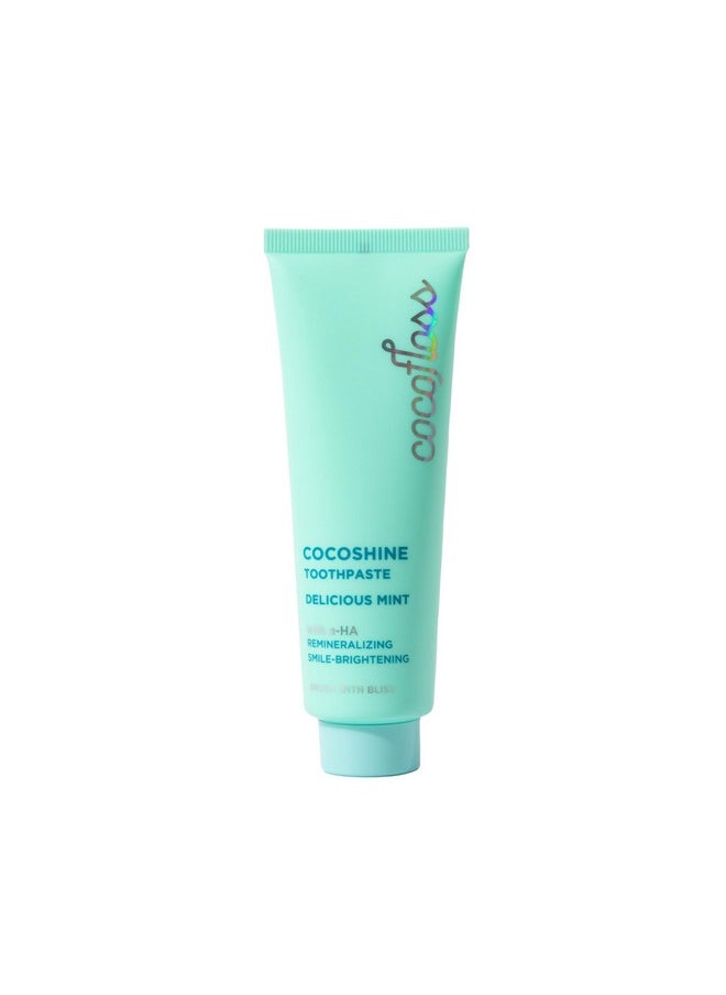Cocofloss Cocoshine Whitening Toothpaste, Remineralize & Repair Sensitive Teeth, Fluoride-Free With N-Ha, Kid-Friendly, Delicious Mint, 3.4 Oz  - Image 1
