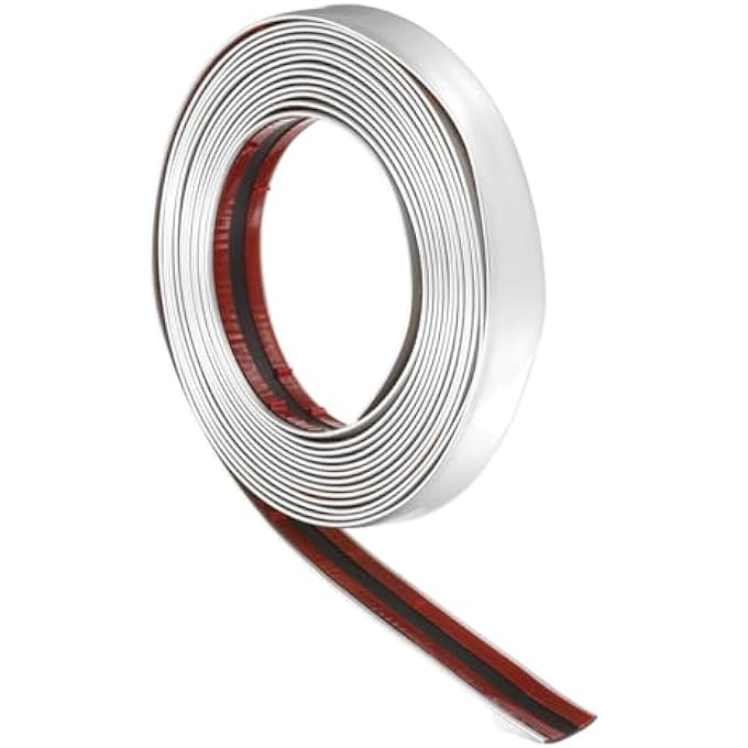 16.4FT X 0.79" WALL TRIM PEEL AND STICK MOLDING TRIM FRAME, FLEXIBLE PVC SELF ADHESIVE DIY ACCENT STRIP FOR WALL, CEILING, FLOOR, CABINET, TILE, EDGE, BORDERS, MIRROR, MATTE WHITE - Image 2