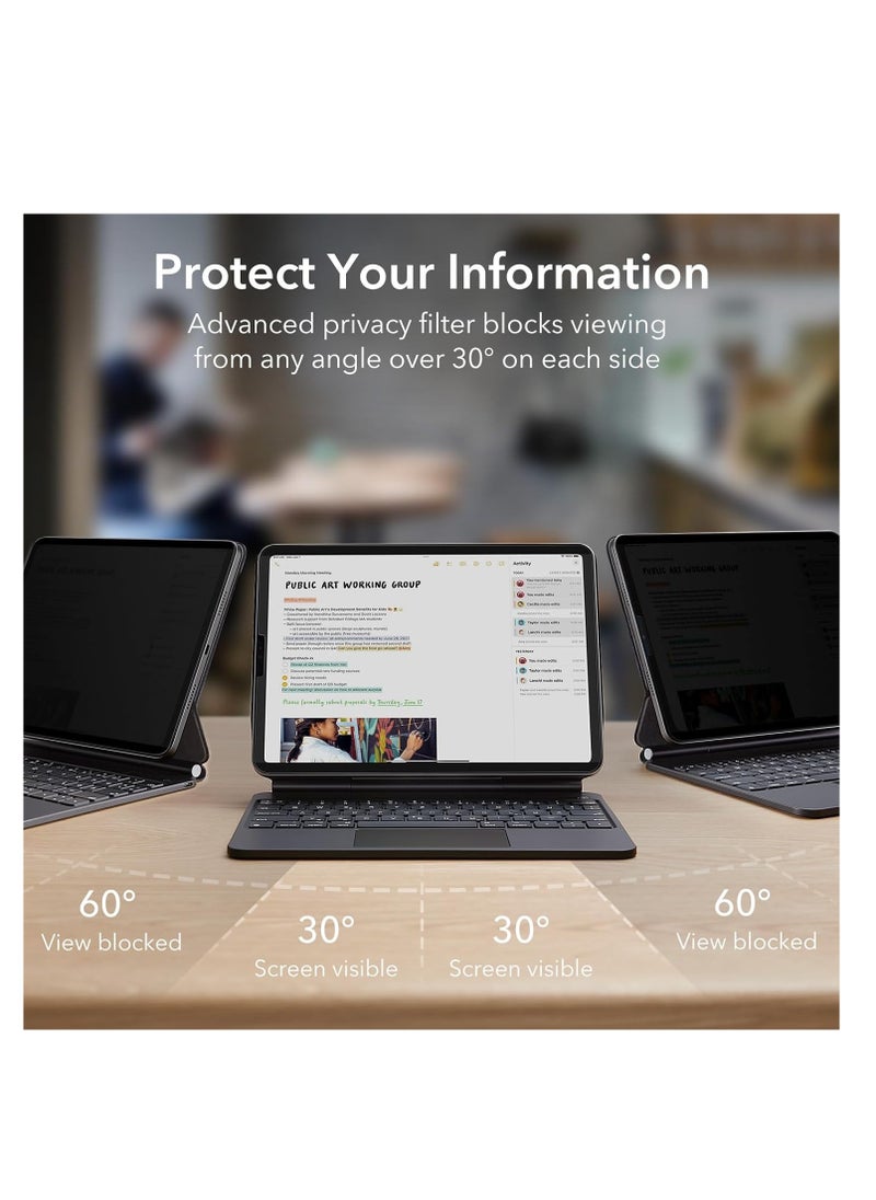 Privacy Screen Protector for iPad Air 13 Inch M3 2025  M2 2024, Nano Detachable 30-Degree Privacy Filter, Reusable  Removable, Matte Finish Anti-Glare, Anti-Scratch, Easy Installation