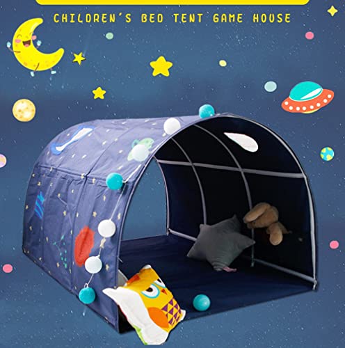HI SUYI Children's Cabin Bed Tunnel Tent for 90-100cm in Width Loft Bed Bunk Tent,Fabric, Blue, Single - Image 2