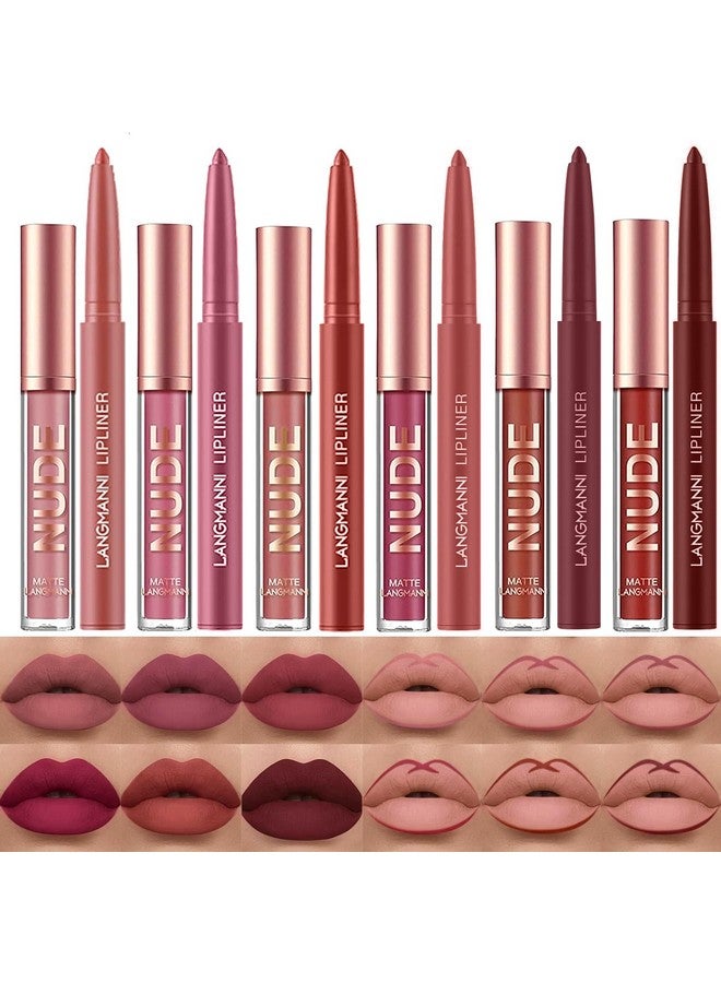 LANGMANNI 6 Matte Lipstick With 6 Lipliners Durable Makeup Set,Longlasting Nonstick Cup Not Fade Waterproof Pigmented Velvet Lipgloss Kit Beauty Cosmetics Makeup Gift For Girls (A) - Image 1