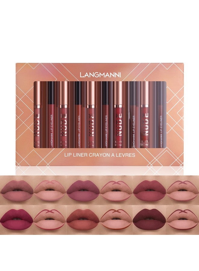 LANGMANNI 6 Matte Lipstick With 6 Lipliners Durable Makeup Set,Longlasting Nonstick Cup Not Fade Waterproof Pigmented Velvet Lipgloss Kit Beauty Cosmetics Makeup Gift For Girls (A) - Image 2