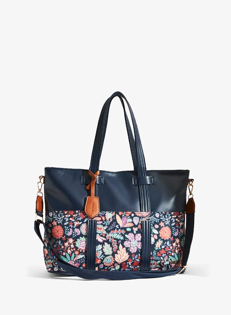 Chumbak Batik Bloom Work Tote, Navy