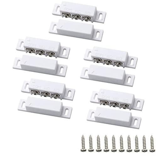 Lagogia Magnetic Reed Switch MC-32 NC/NO Surface Mount Wired Door Window Alarm, Magneti Door Switch, Contact Sensor, for Home Security and Burglar Alarm Systems, Sets of 5, White - Image 1
