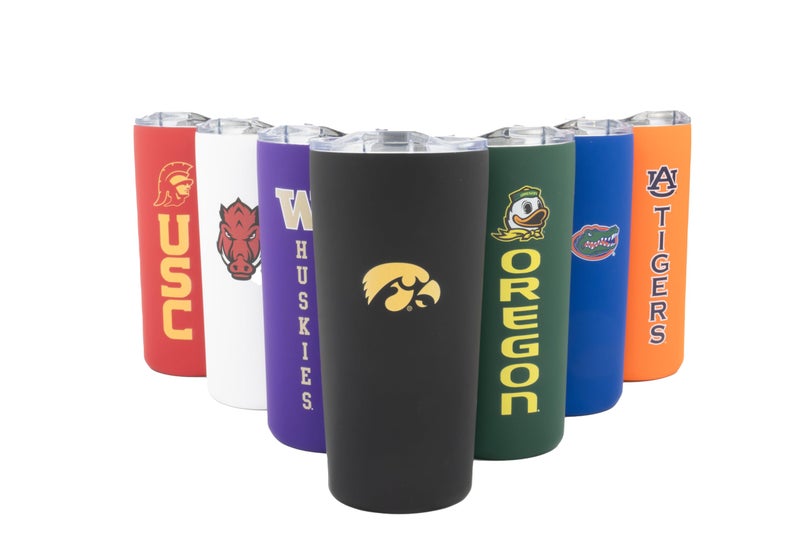 Decorvo Officially Licensed Collegiate Stainless Steel Tumbler - Double Walled Insulated Travel Thermos with Slide Lid - 18 oz (Iowa Logo - Black) - Image 2