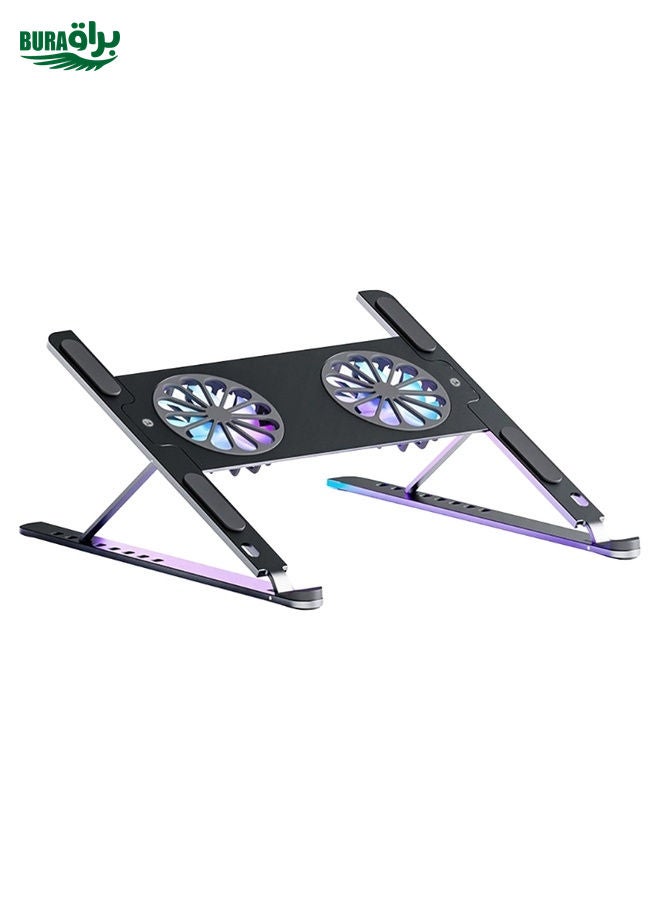 BURAQ BONERUY P11F Notebook Cooling Bracket Fan Aluminum Alloy Radiator, Colour: Grey  - Image 1