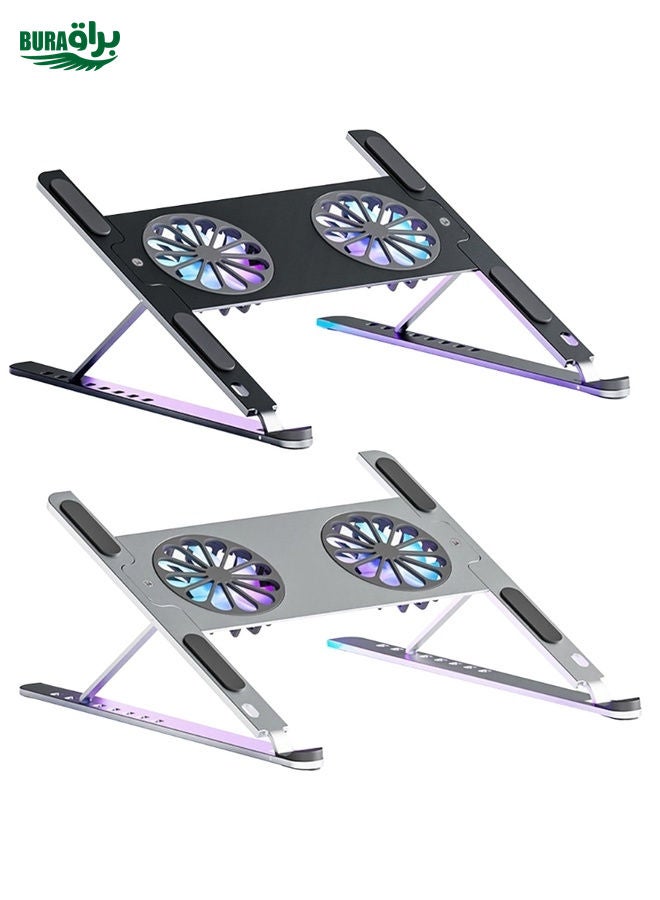 BURAQ BONERUY P11F Notebook Cooling Bracket Fan Aluminum Alloy Radiator, Colour: Grey  - Image 2