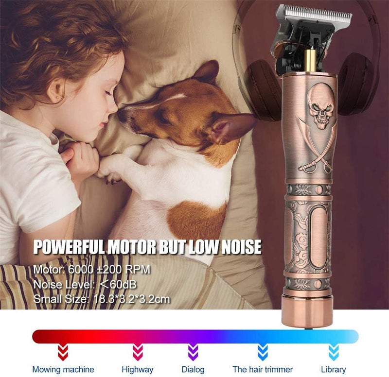 klarako Hair Clippers for Men, Professional Cordless Beard Trimmer,Skull Design Clippers Rechargeable Cordless Close Cutting TBlade Trimmer Professional Hair Cutting - Image 3