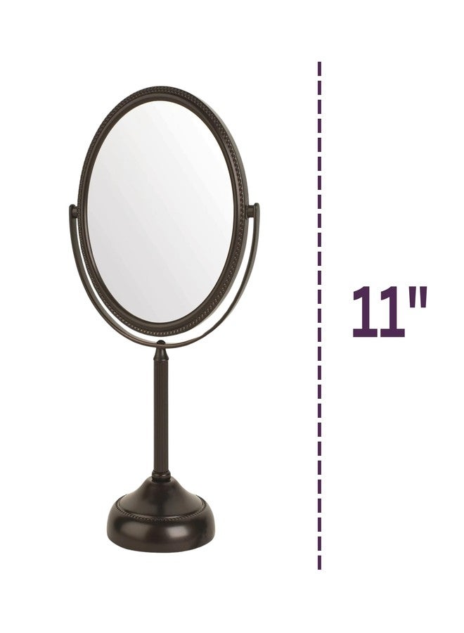 JERDON Two-Sided Tabletop Makeup Vanity Mirror - 10X-1X Magnification & Swivel Design - 6-Inch Diameter Portable Mirror - Bronze Finish - Model JP910BZP - Image 3