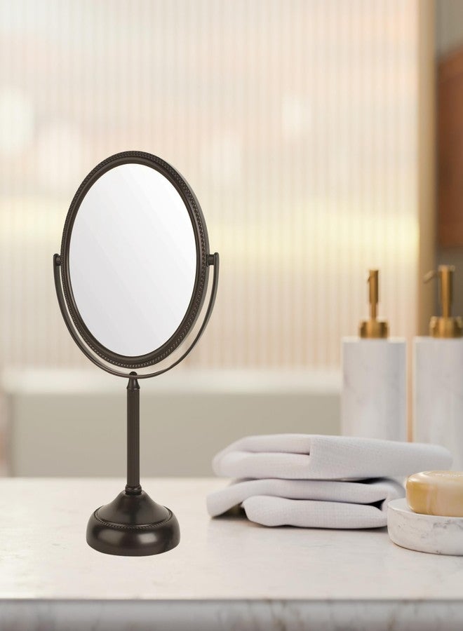 JERDON Two-Sided Tabletop Makeup Vanity Mirror - 10X-1X Magnification & Swivel Design - 6-Inch Diameter Portable Mirror - Bronze Finish - Model JP910BZP - Image 4