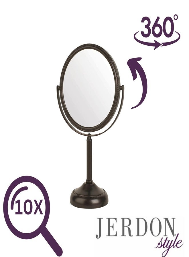 JERDON Two-Sided Tabletop Makeup Vanity Mirror - 10X-1X Magnification & Swivel Design - 6-Inch Diameter Portable Mirror - Bronze Finish - Model JP910BZP - Image 5