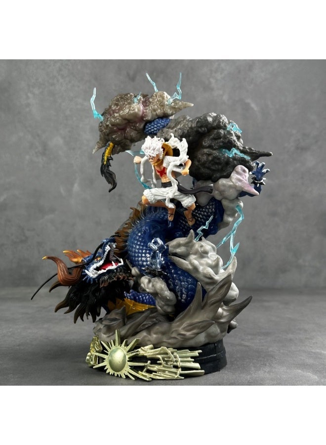 general One Piece Gear 5 Nika Luffy VS Kaido Dragon Figure，25cm Battle Scene Desktop Decor Birthday Gift Collectible - Image 2